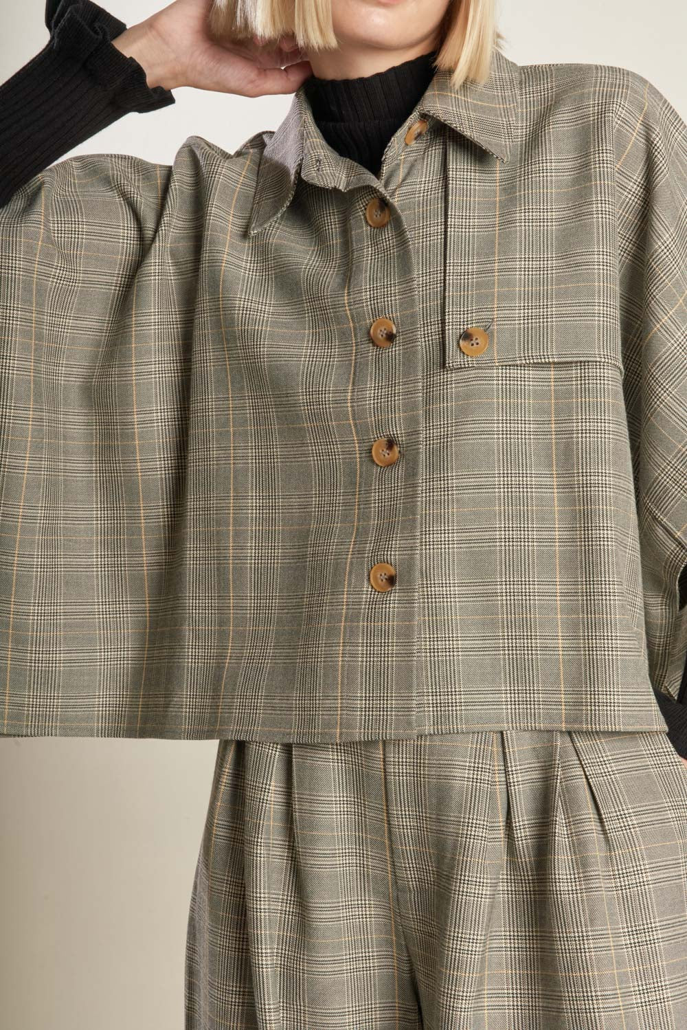 IMMACULATE EXCELLENCE WOVEN PLAID TOP Flying Tomato